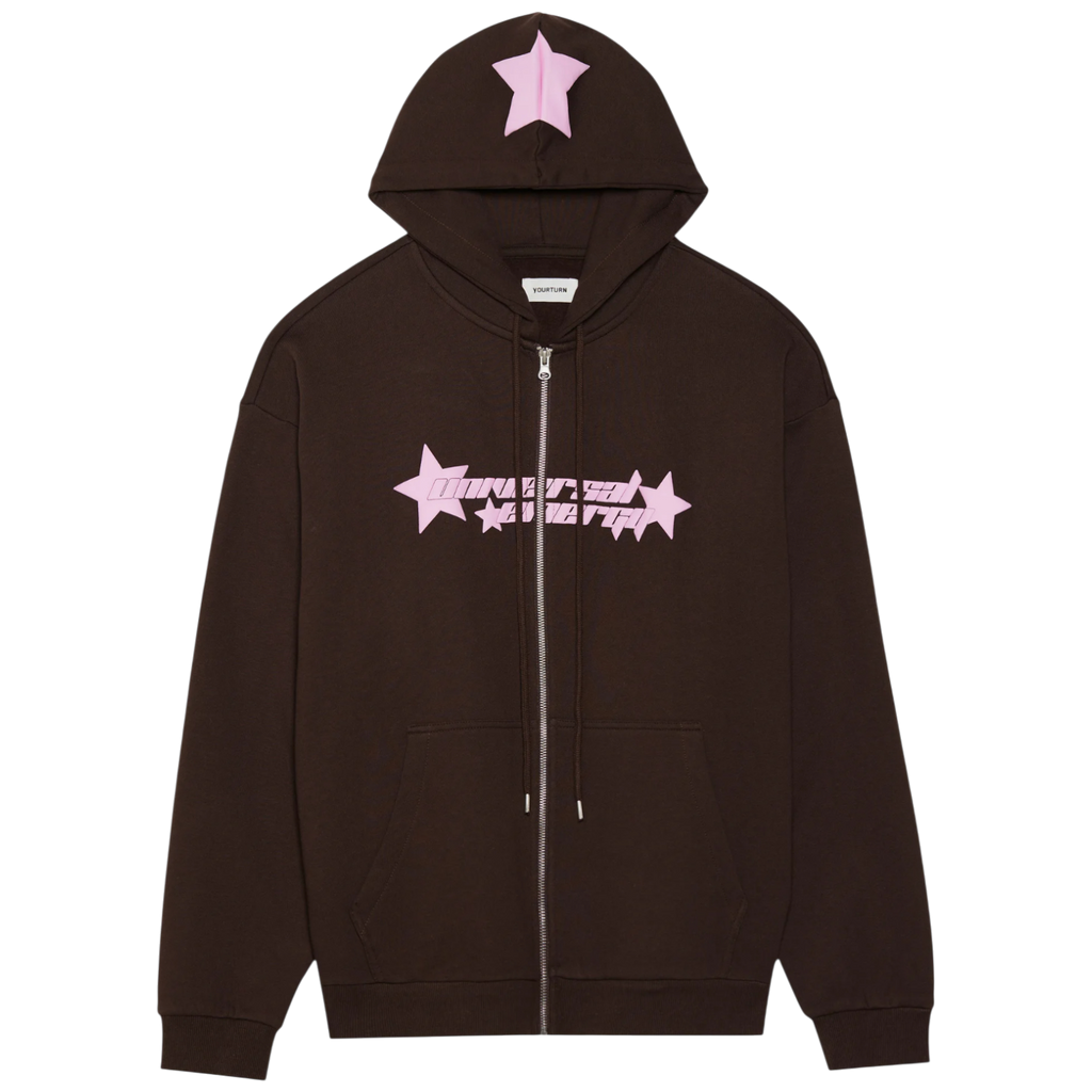 Sudadera YOURTURN con cremallera dark brown