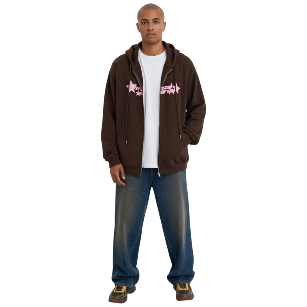 Sudadera YOURTURN con cremallera dark brown