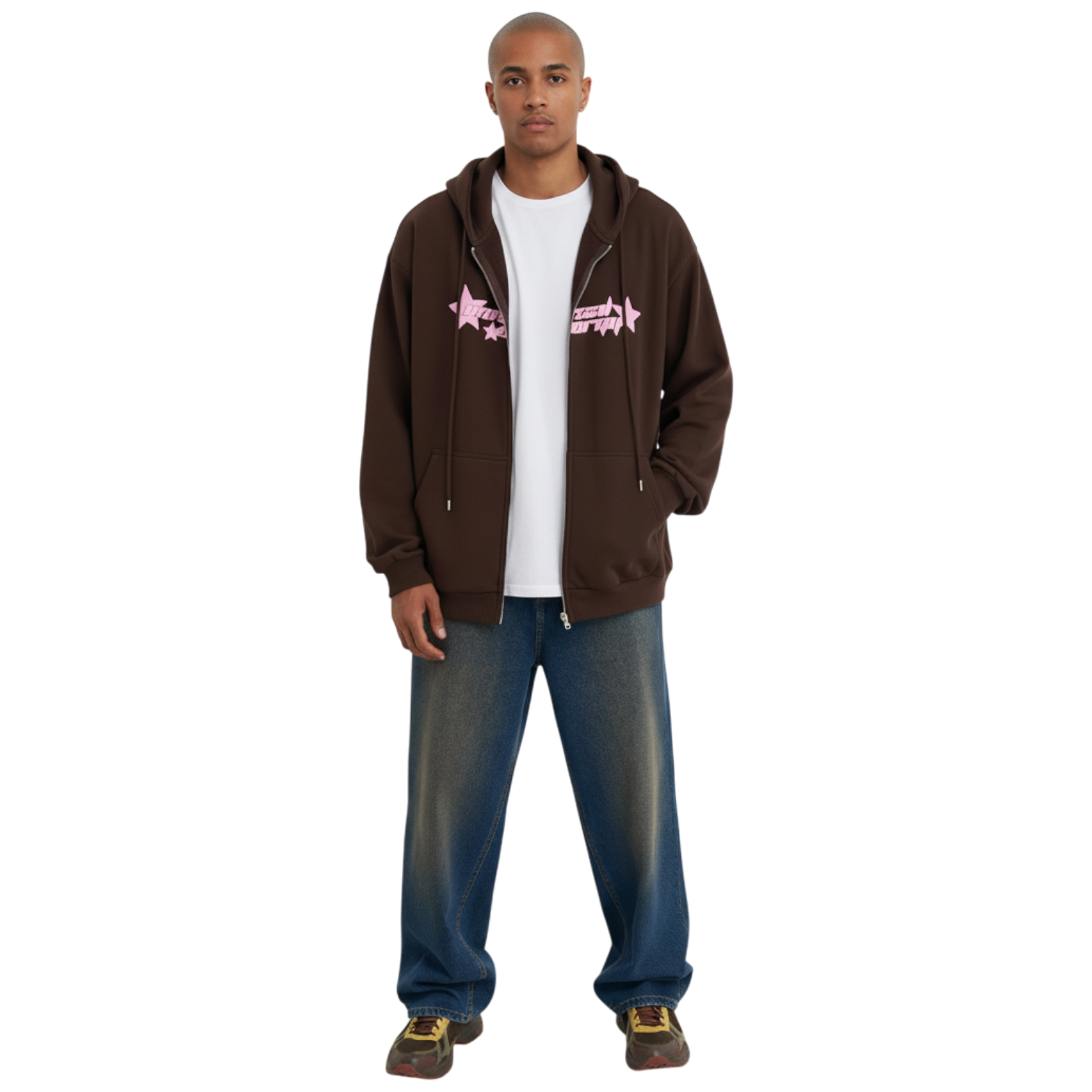 Sudadera YOURTURN con cremallera dark brown