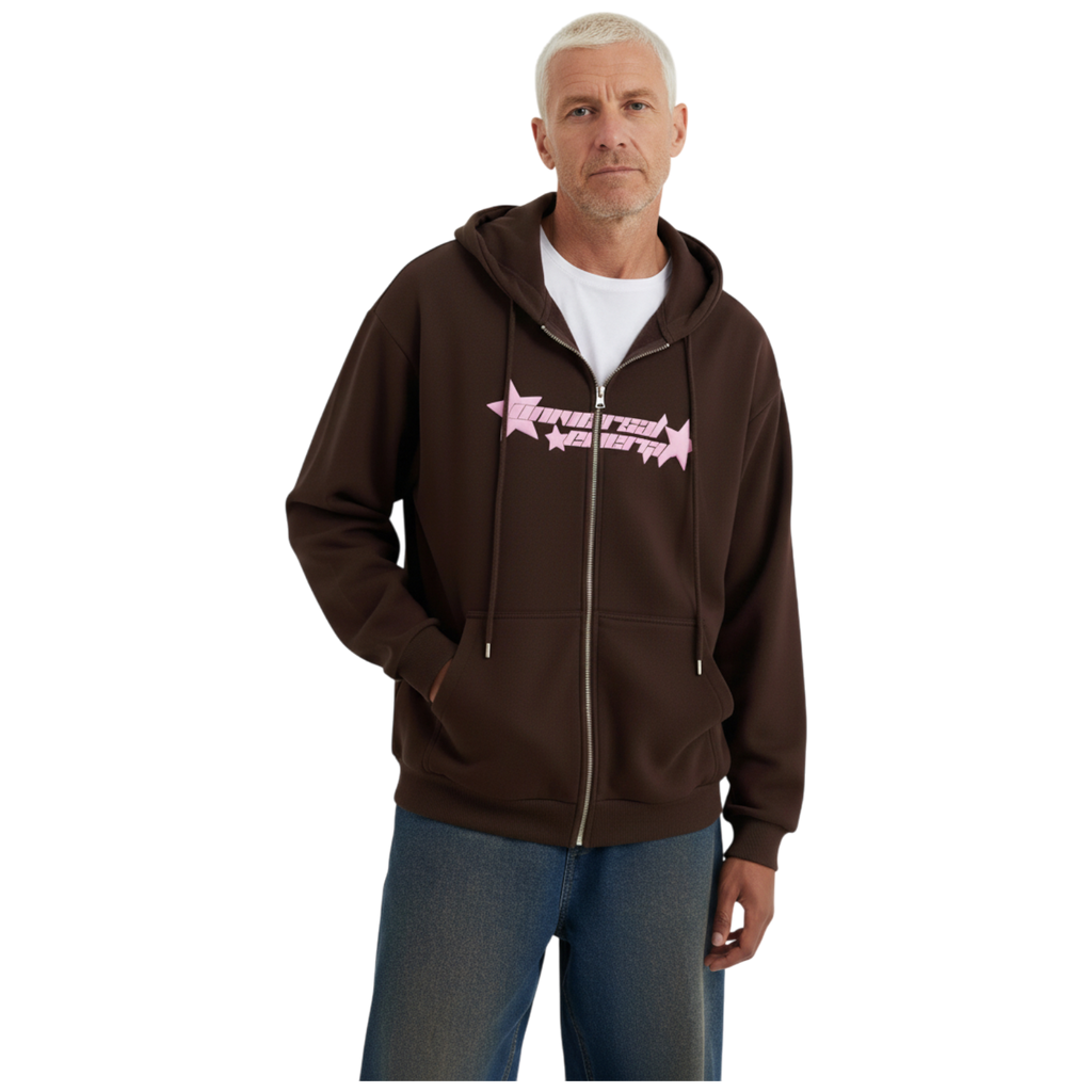 Sudadera YOURTURN con cremallera dark brown