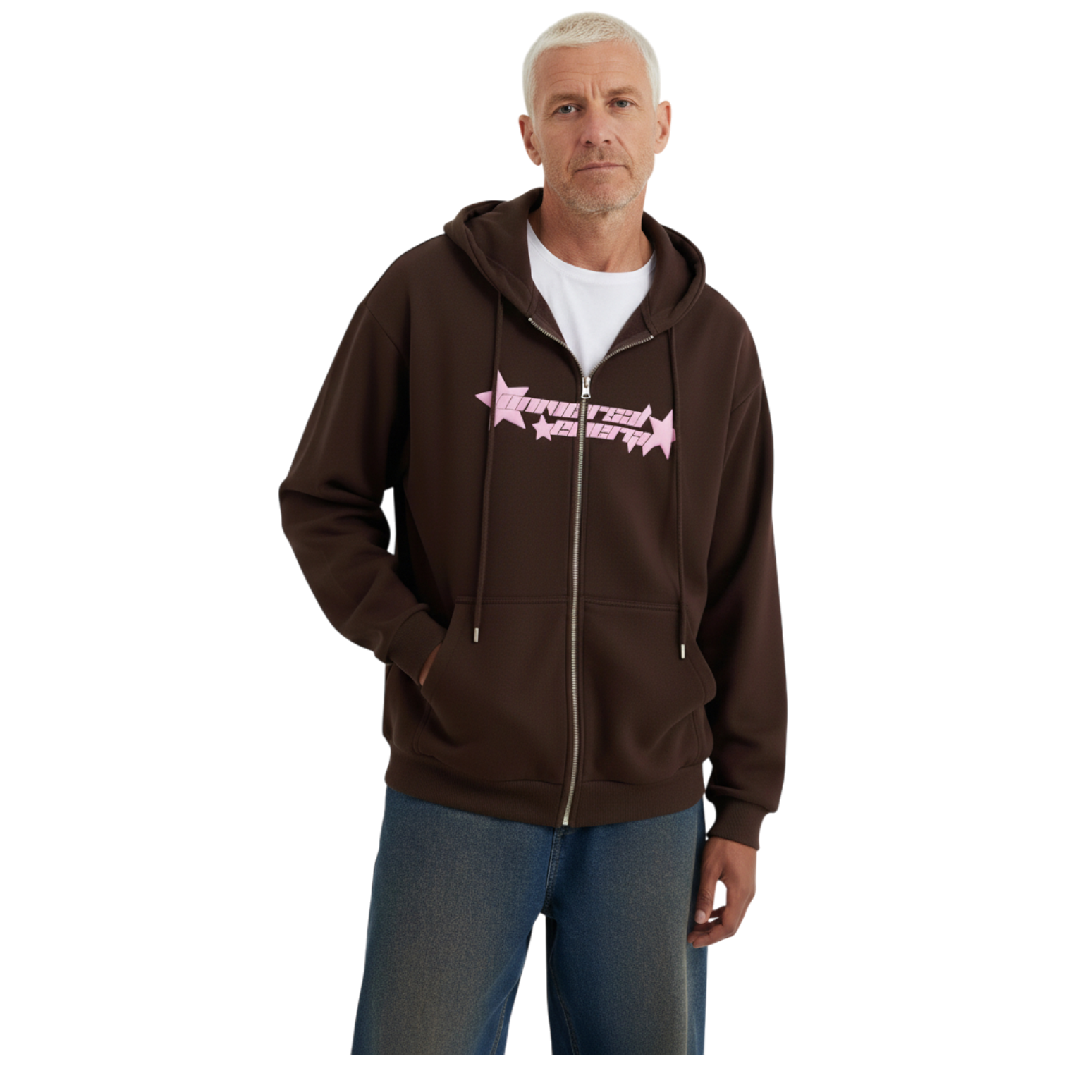Sudadera YOURTURN con cremallera dark brown
