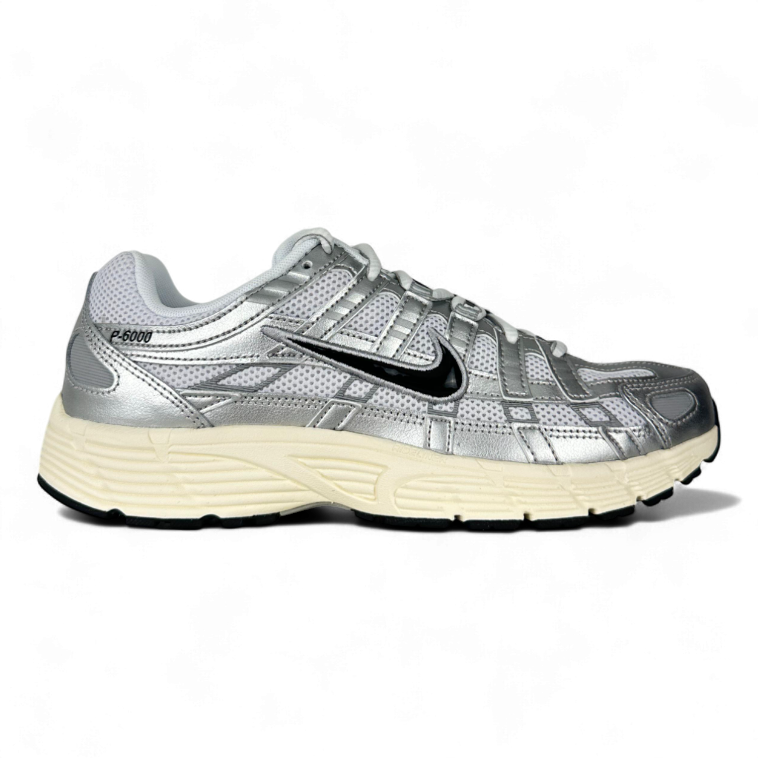 Nike P-6000 White Metallic Silver Flat Silver Black